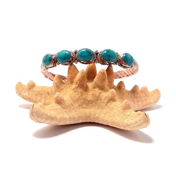 Copper Brass Braided Bracelet With 5 Beads - Picture 4 of 4